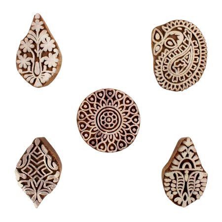 Set of 5 Piece New Mix Wooden Printing Blocks